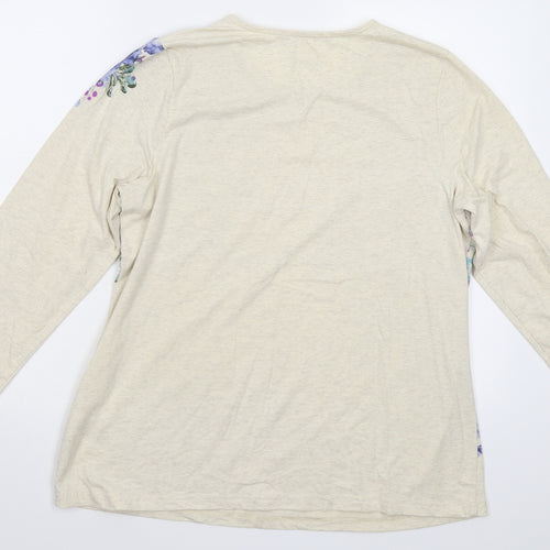D&Co Womens Beige Floral  Pullover Jumper Size M