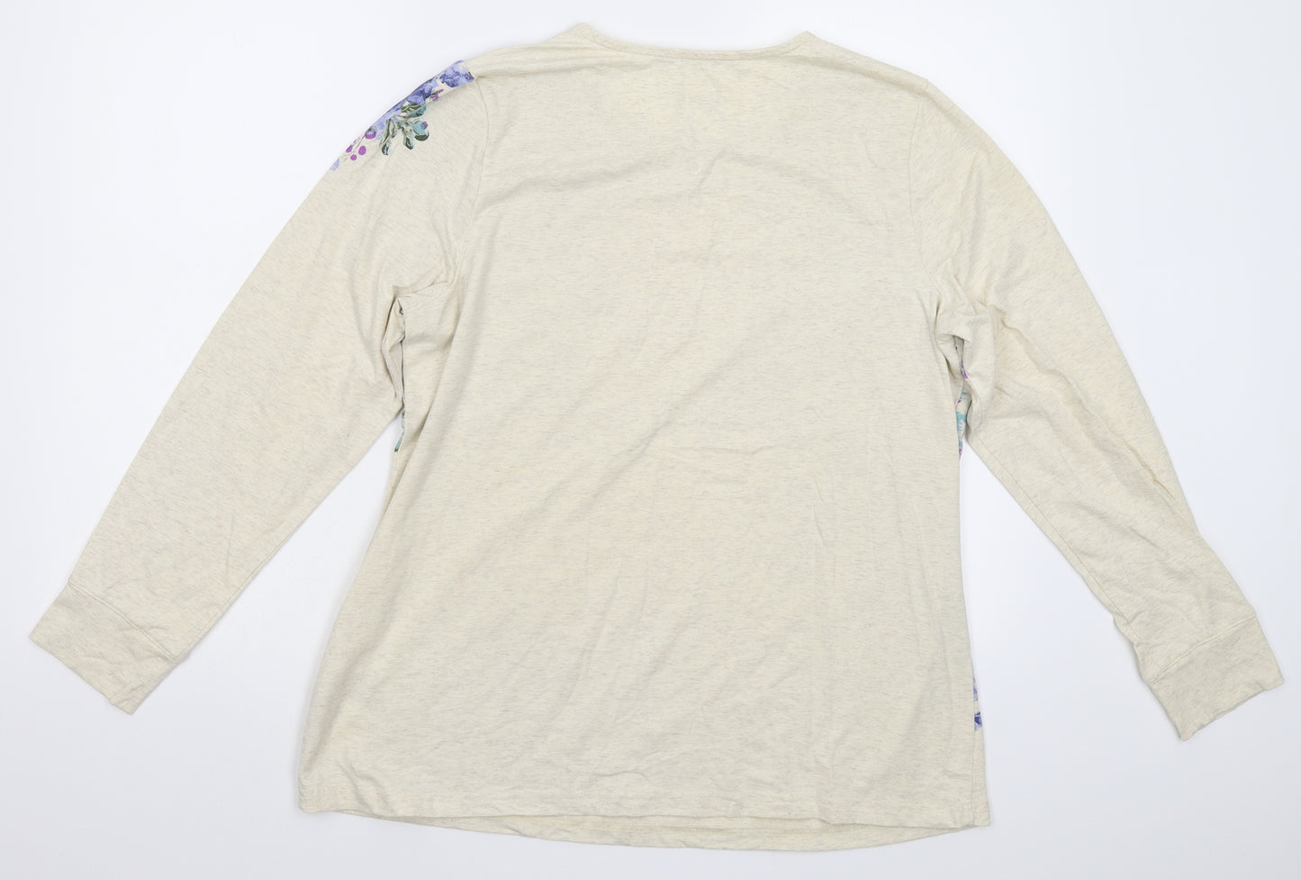 D&Co Womens Beige Floral  Pullover Jumper Size M