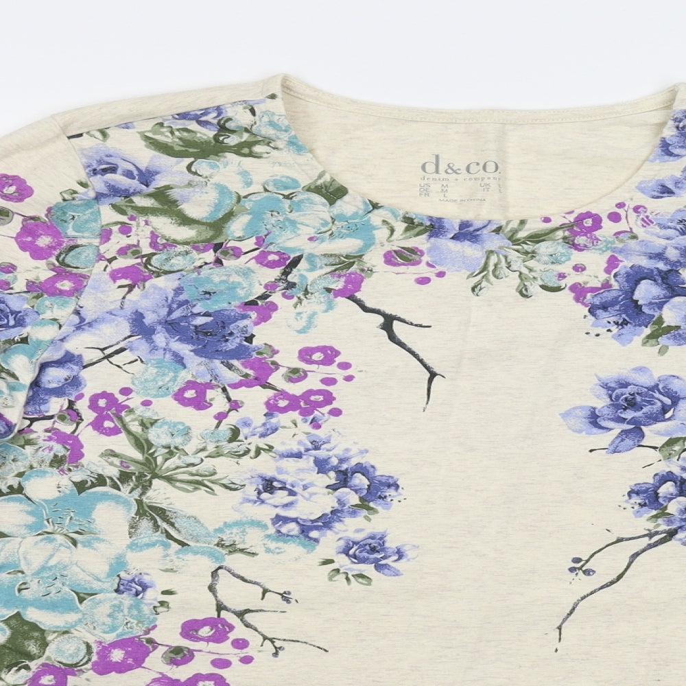 D&Co Womens Beige Floral  Pullover Jumper Size M