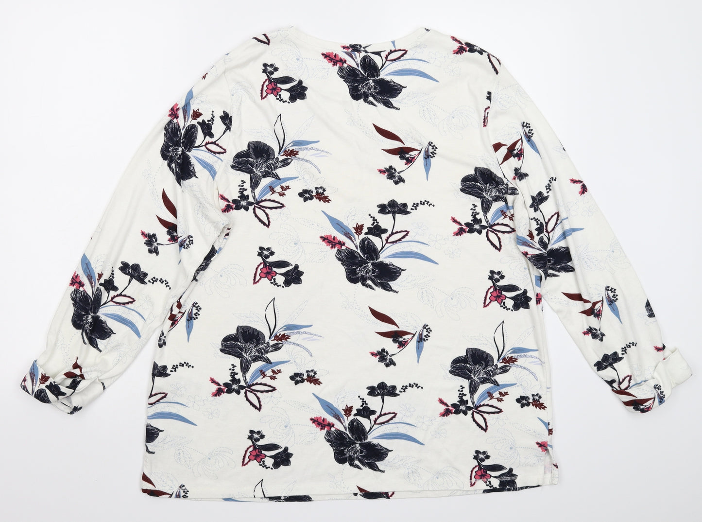 M&S Womens White Floral  Pullover Jumper Size 16