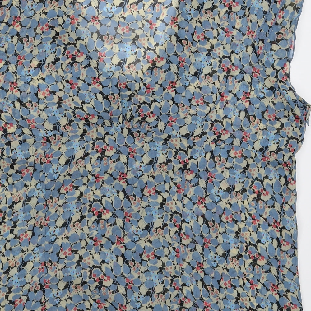Jasper Conran Womens Blue Floral  Basic Blouse Size 18