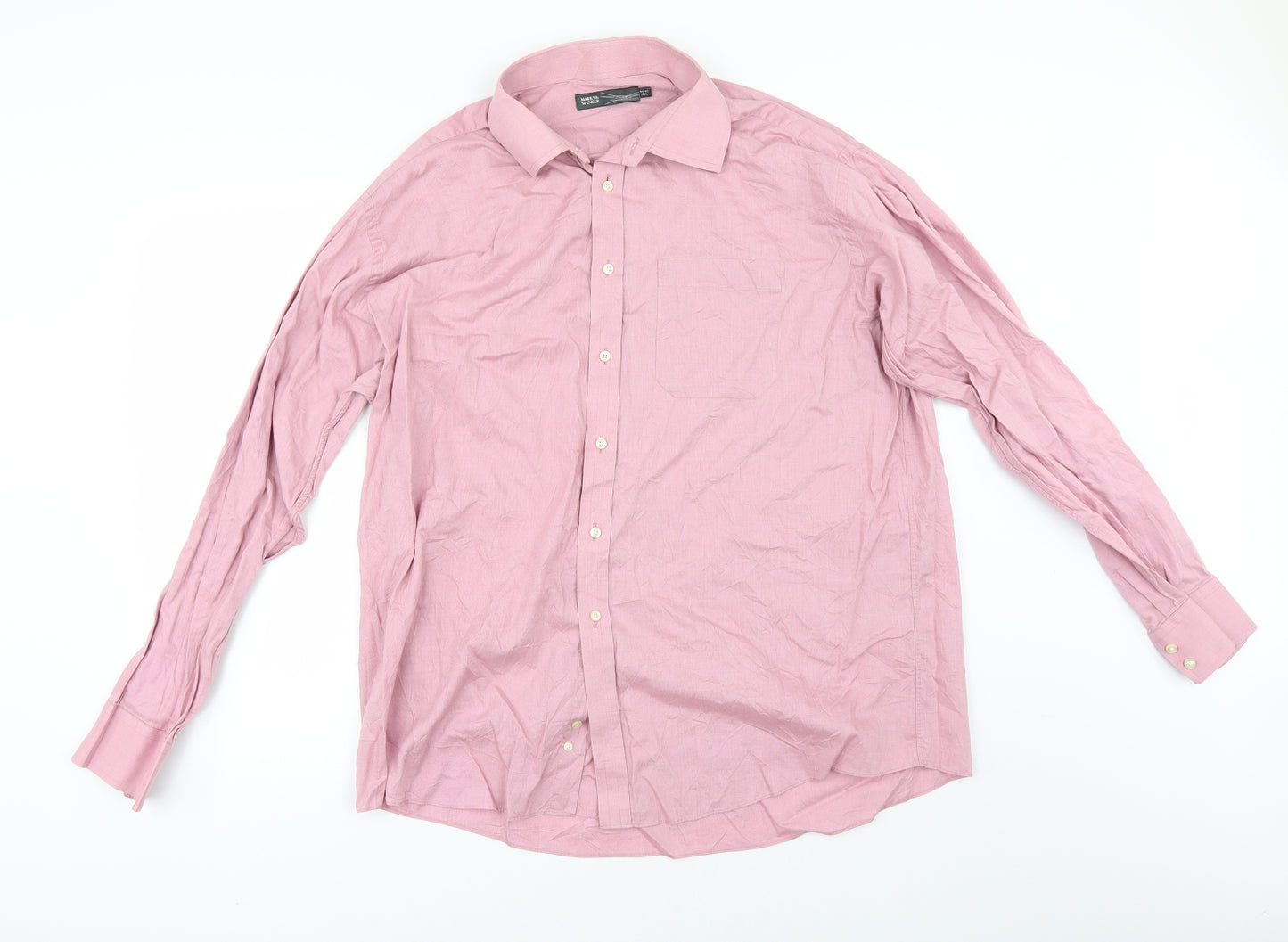Marks and Spencer Mens Pink    Button-Up Size 17.5