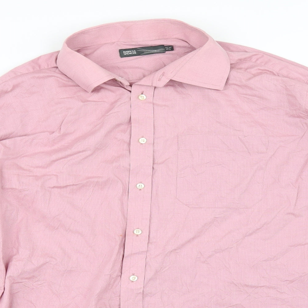 Marks and Spencer Mens Pink    Button-Up Size 17.5