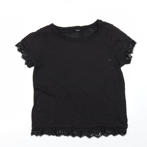 PEP&CO Womens Black   Basic T-Shirt Size 16  - LACE EDGES