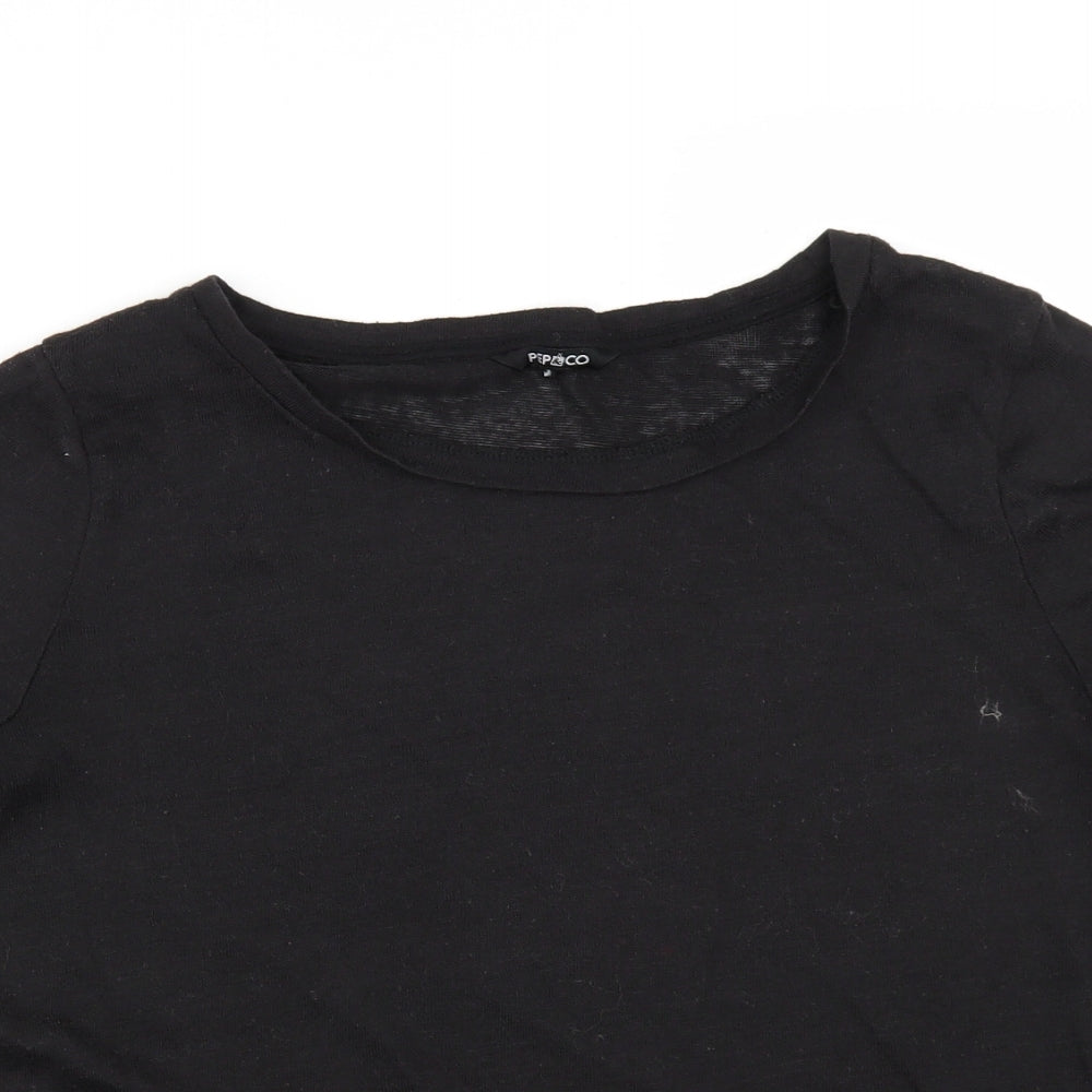 PEP&CO Womens Black   Basic T-Shirt Size 16  - LACE EDGES