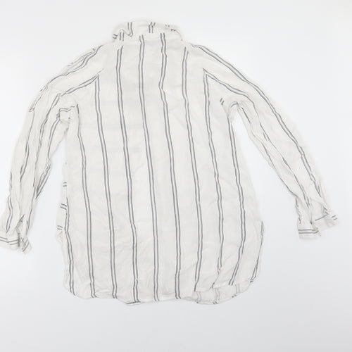Primark Womens White Striped  Tunic Blouse Size 12  - COLD SHOULDER