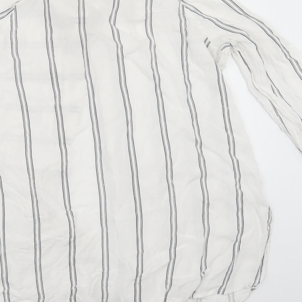 Primark Womens White Striped  Tunic Blouse Size 12  - COLD SHOULDER