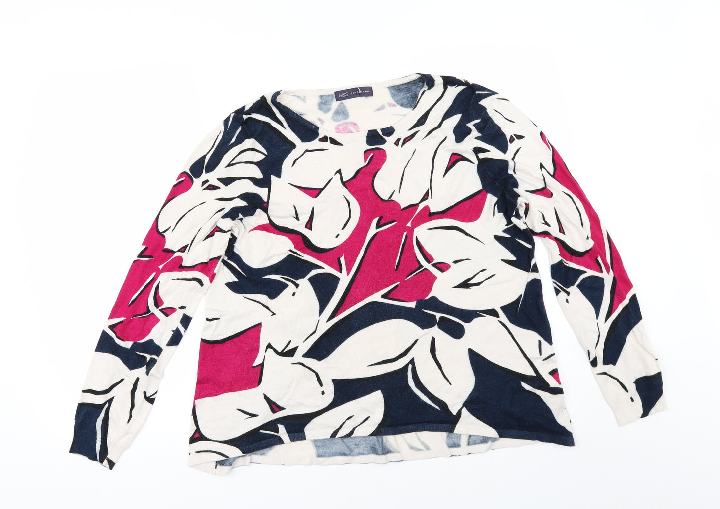 Marks and Spencer Womens Ivory Floral  Pullover Jumper Size 16