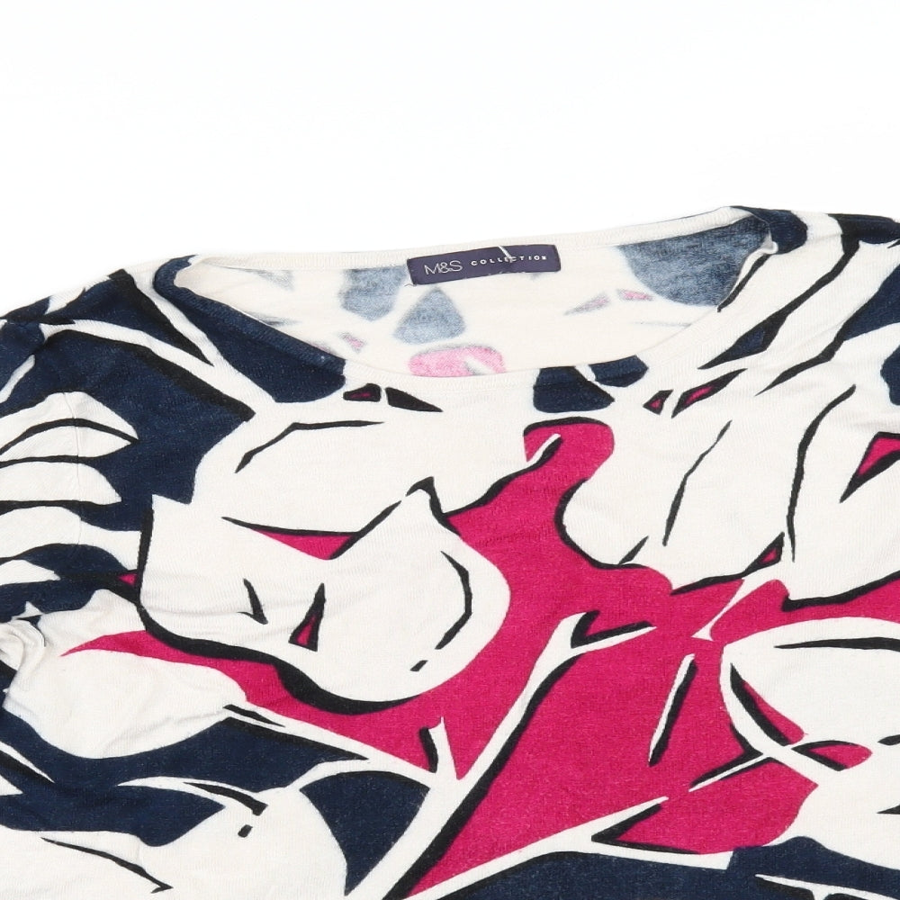 Marks and Spencer Womens Ivory Floral  Pullover Jumper Size 16