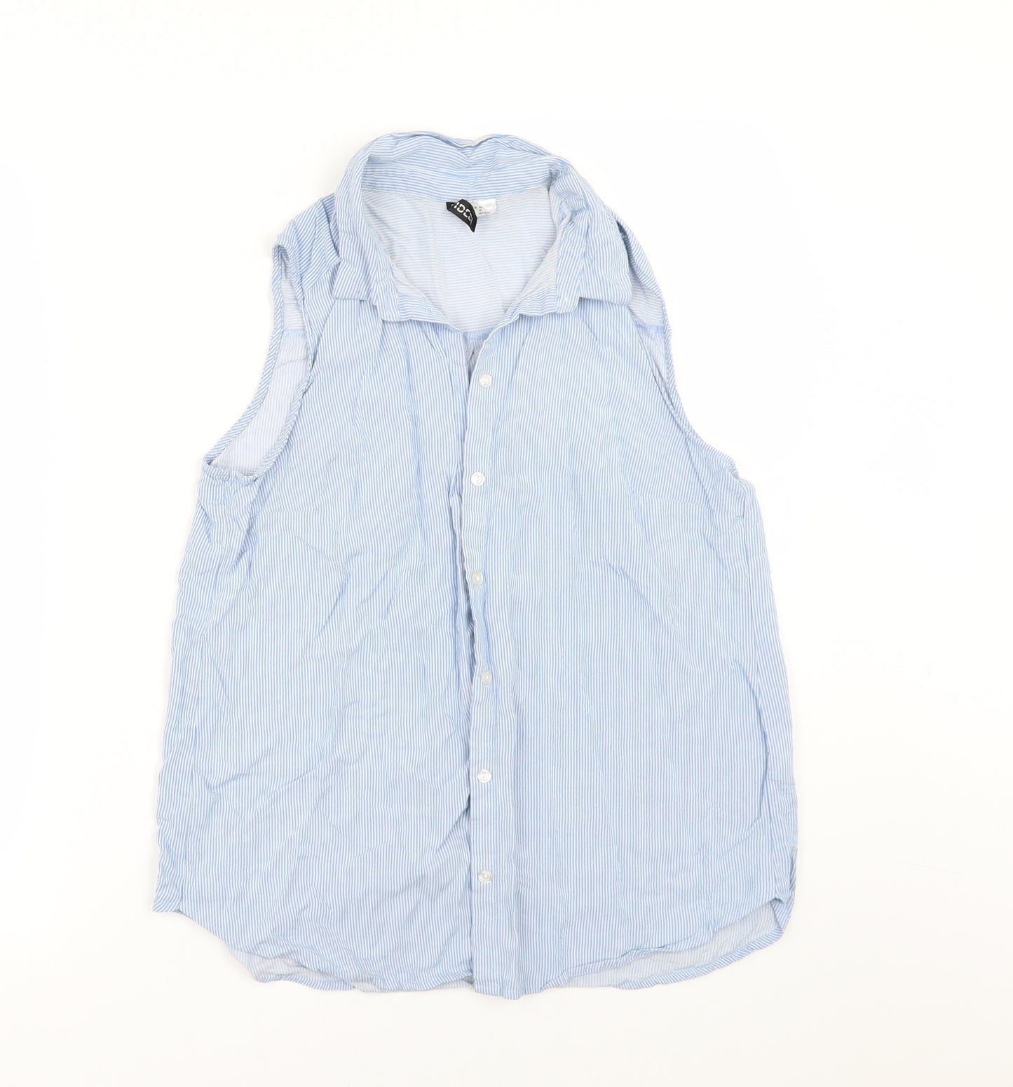 H&M Womens Blue Striped  Tunic Button-Up Size 10