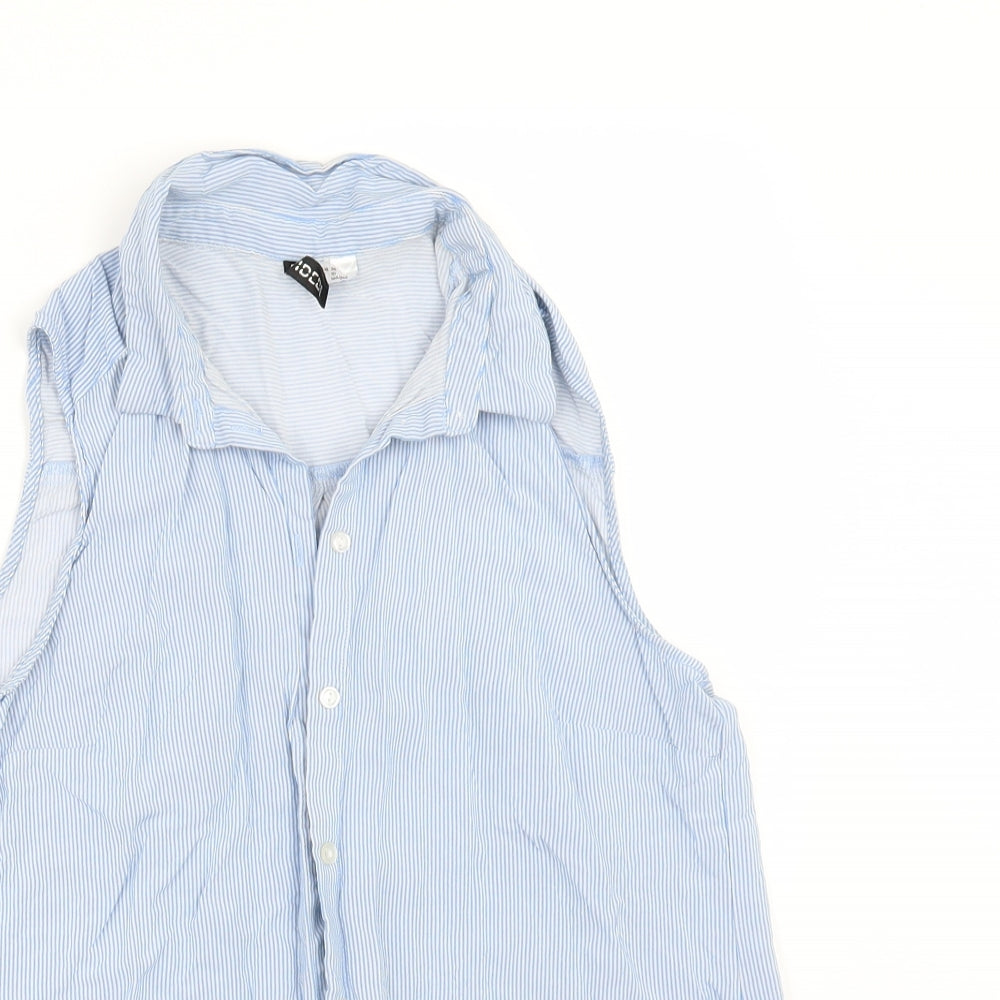 H&M Womens Blue Striped  Tunic Button-Up Size 10