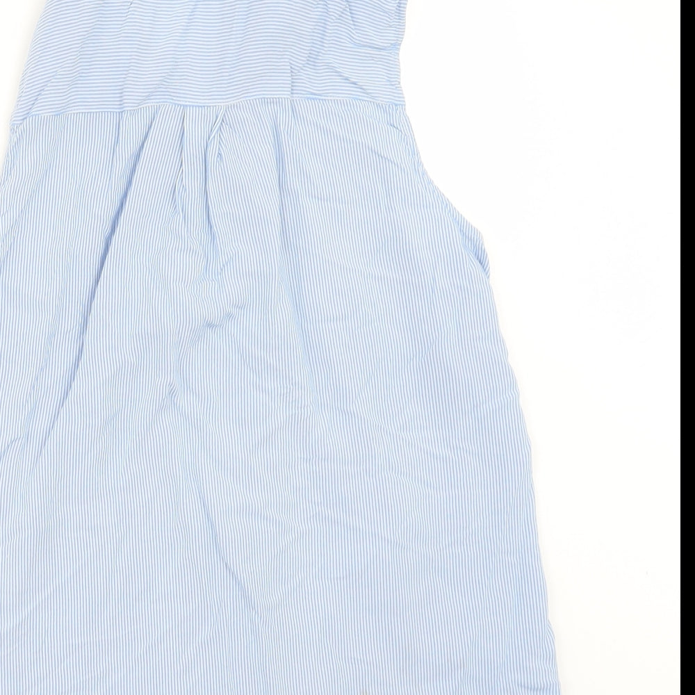 H&M Womens Blue Striped  Tunic Button-Up Size 10