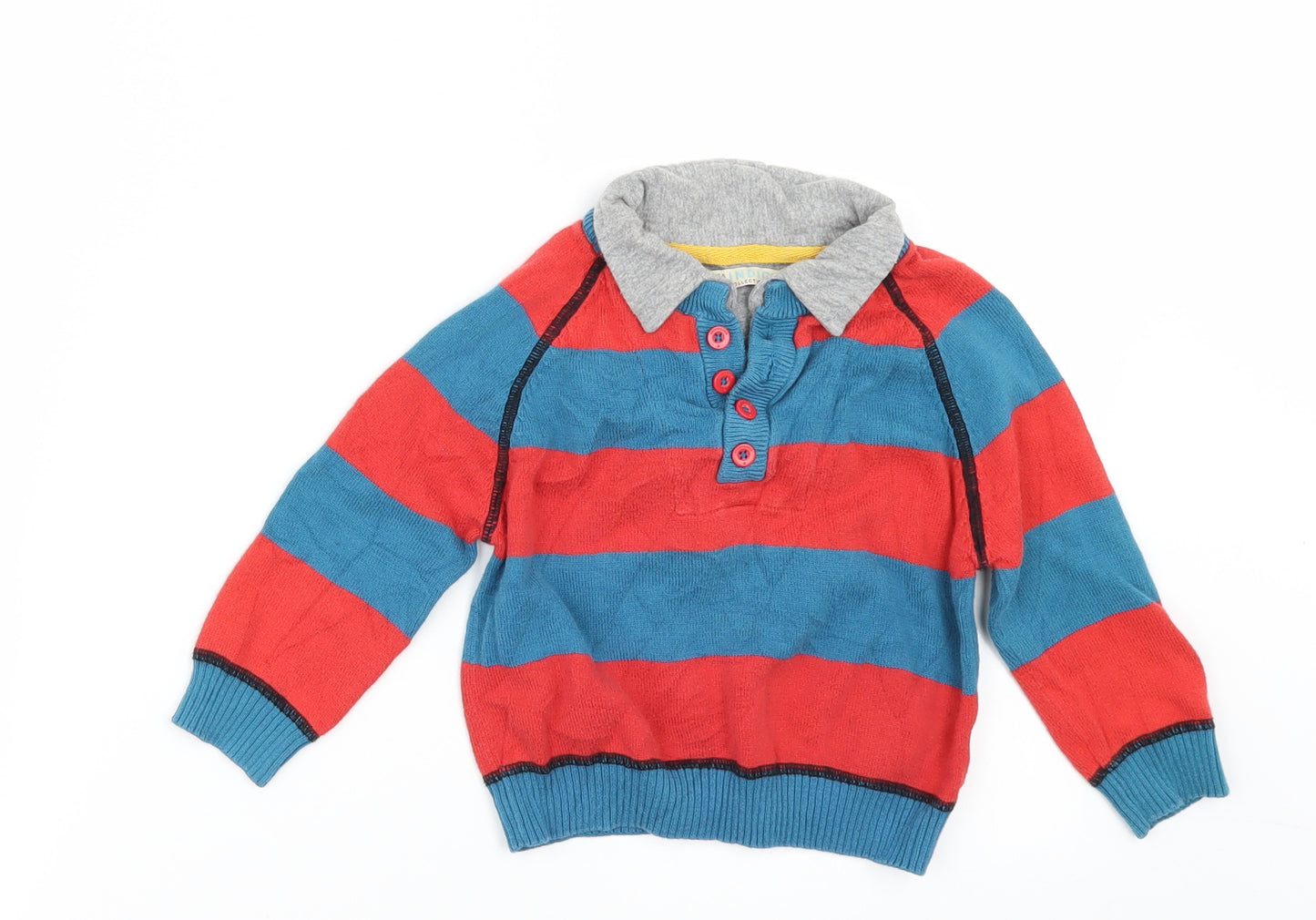 Marks and Spencer Boys Multicoloured Striped  Pullover Jumper Size 12-18 Months  - elbow Pads