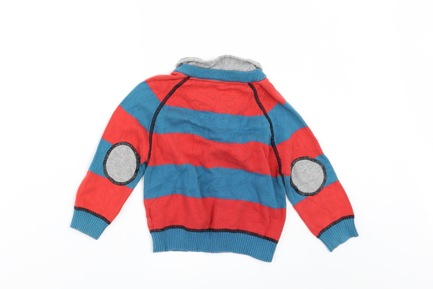 Marks and Spencer Boys Multicoloured Striped  Pullover Jumper Size 12-18 Months  - elbow Pads