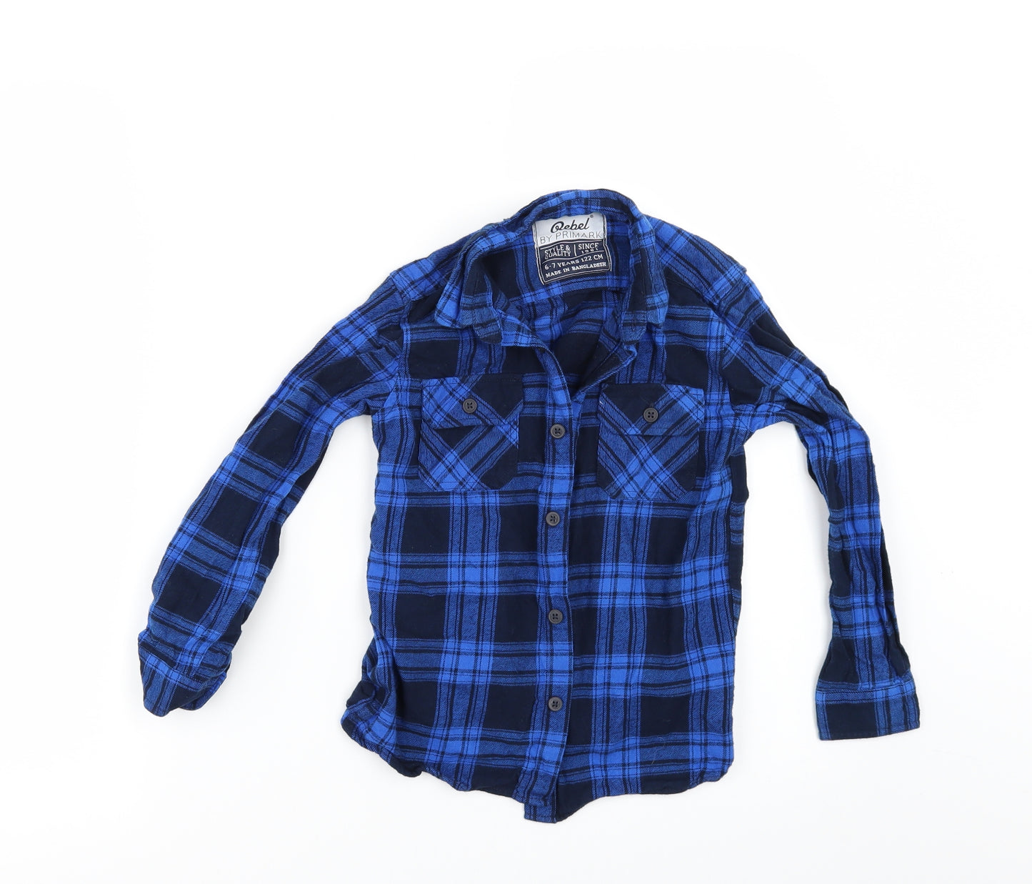 Primark Boys Blue Check   Button-Up Size 6-7 Years