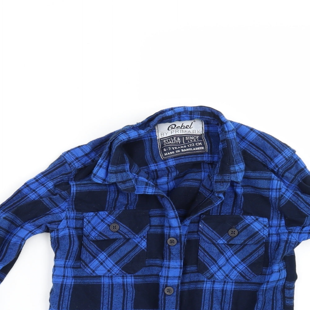 Primark Boys Blue Check   Button-Up Size 6-7 Years