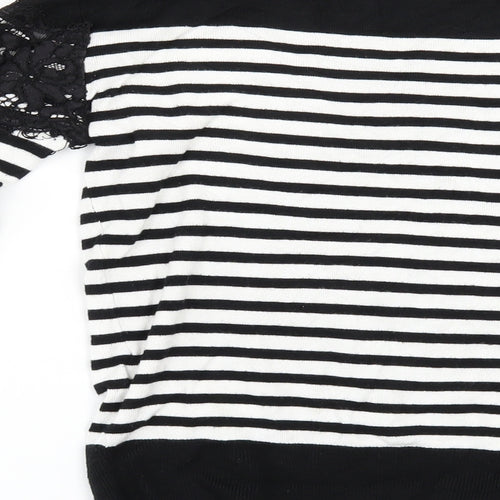 Warehouse Womens Black Striped  Pullover Jumper Size 6