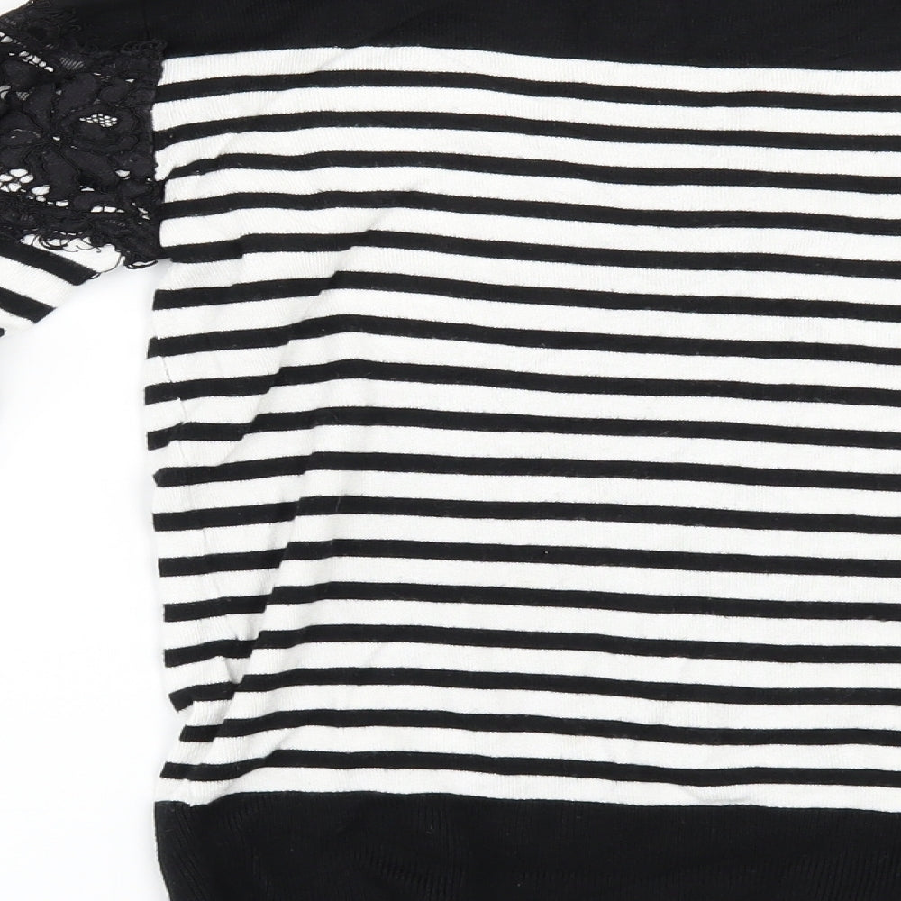 Warehouse Womens Black Striped  Pullover Jumper Size 6