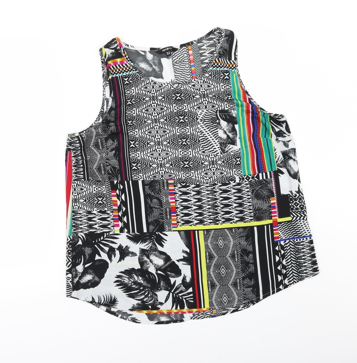 PEP&CO Womens Black Geometric  Camisole Blouse Size 16