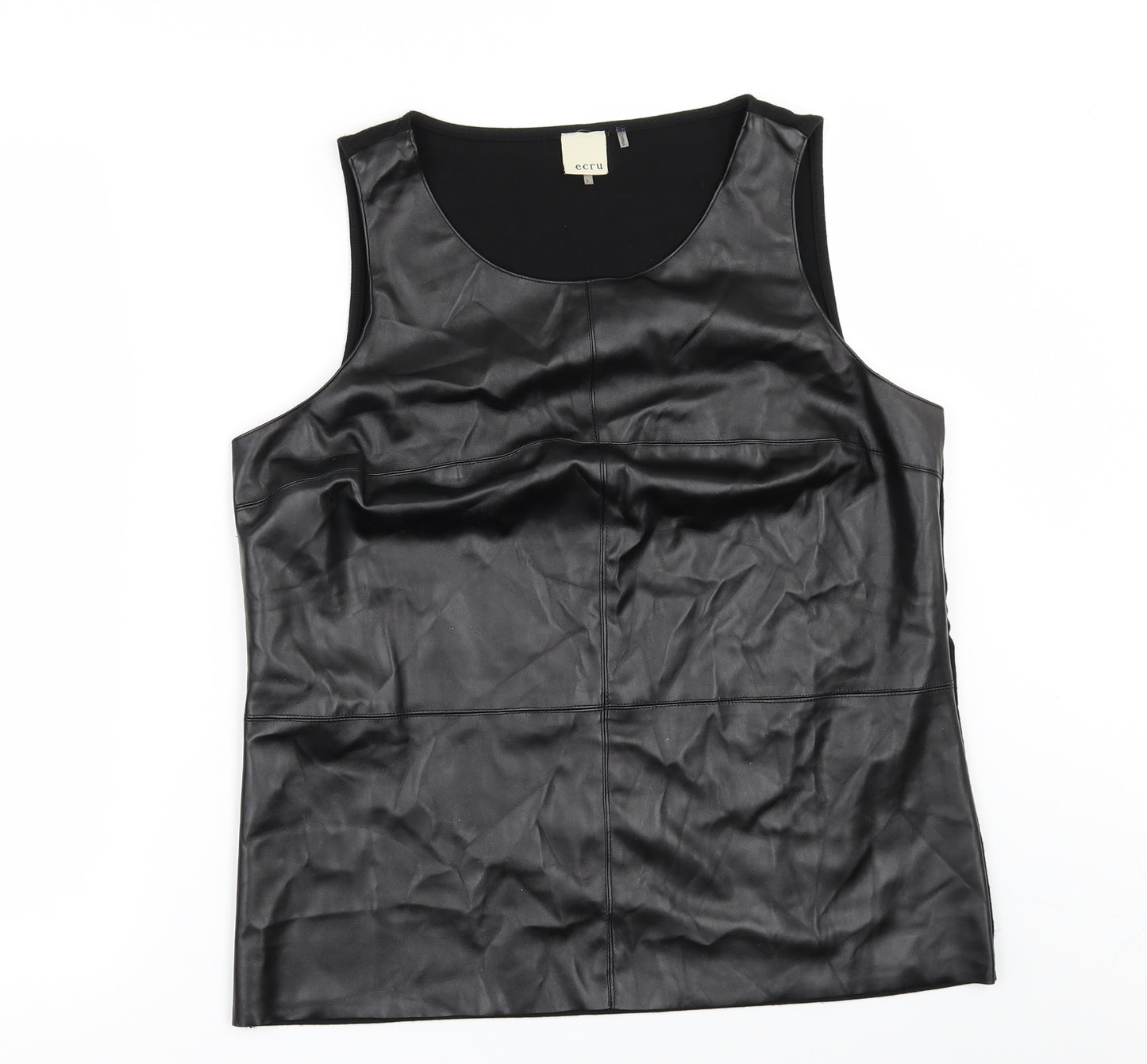 ecru Womens Black   Camisole Blouse Size L  - Leather Effect