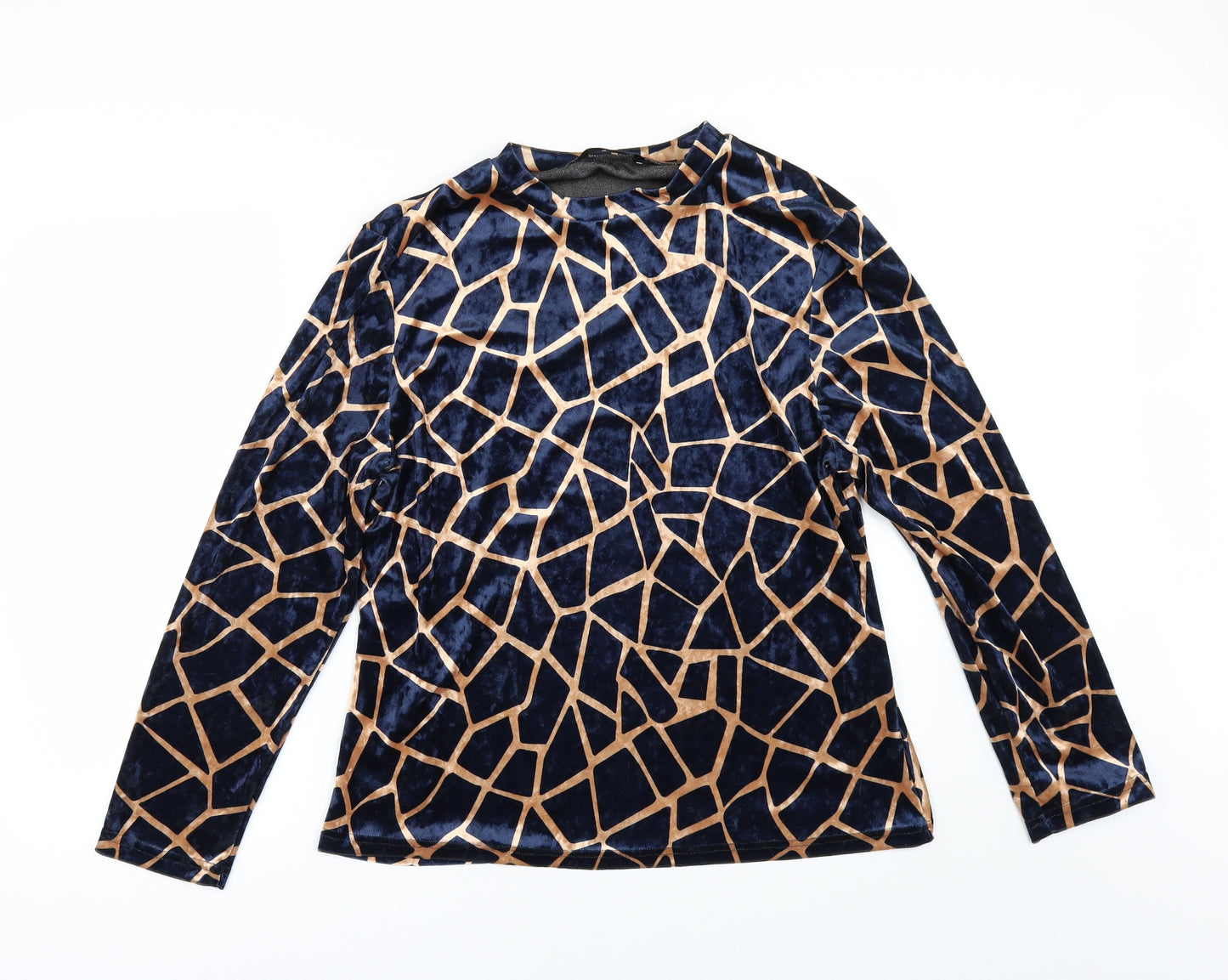 SheIn Womens Black Geometric Velour  T-Shirt Size 2XL