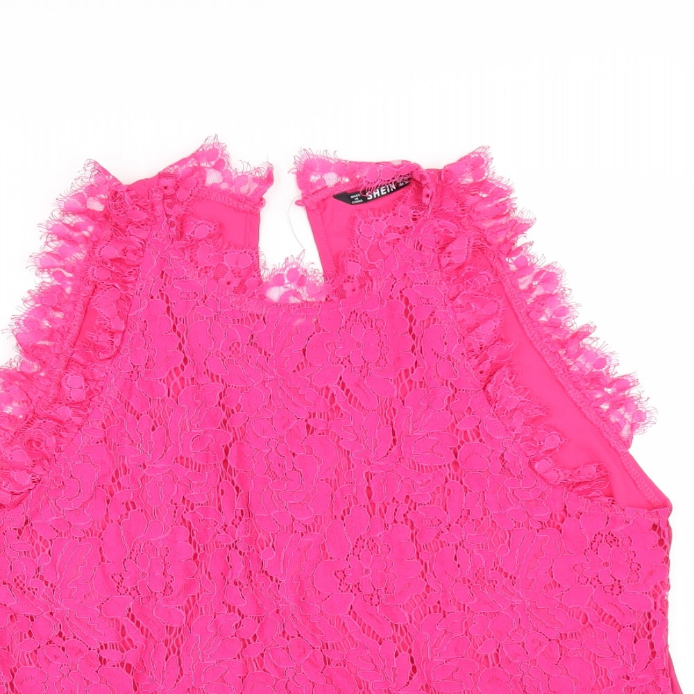 SheIn Womens Pink   Camisole Blouse Size XL  - lace