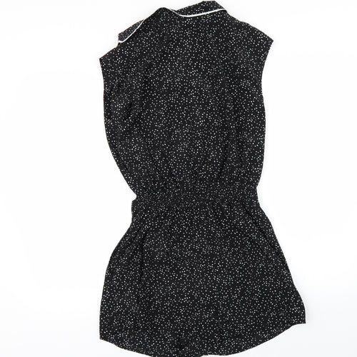 Topshop Womens Black Polka Dot  Playsuit One-Piece Size 10  - TIE FRONT