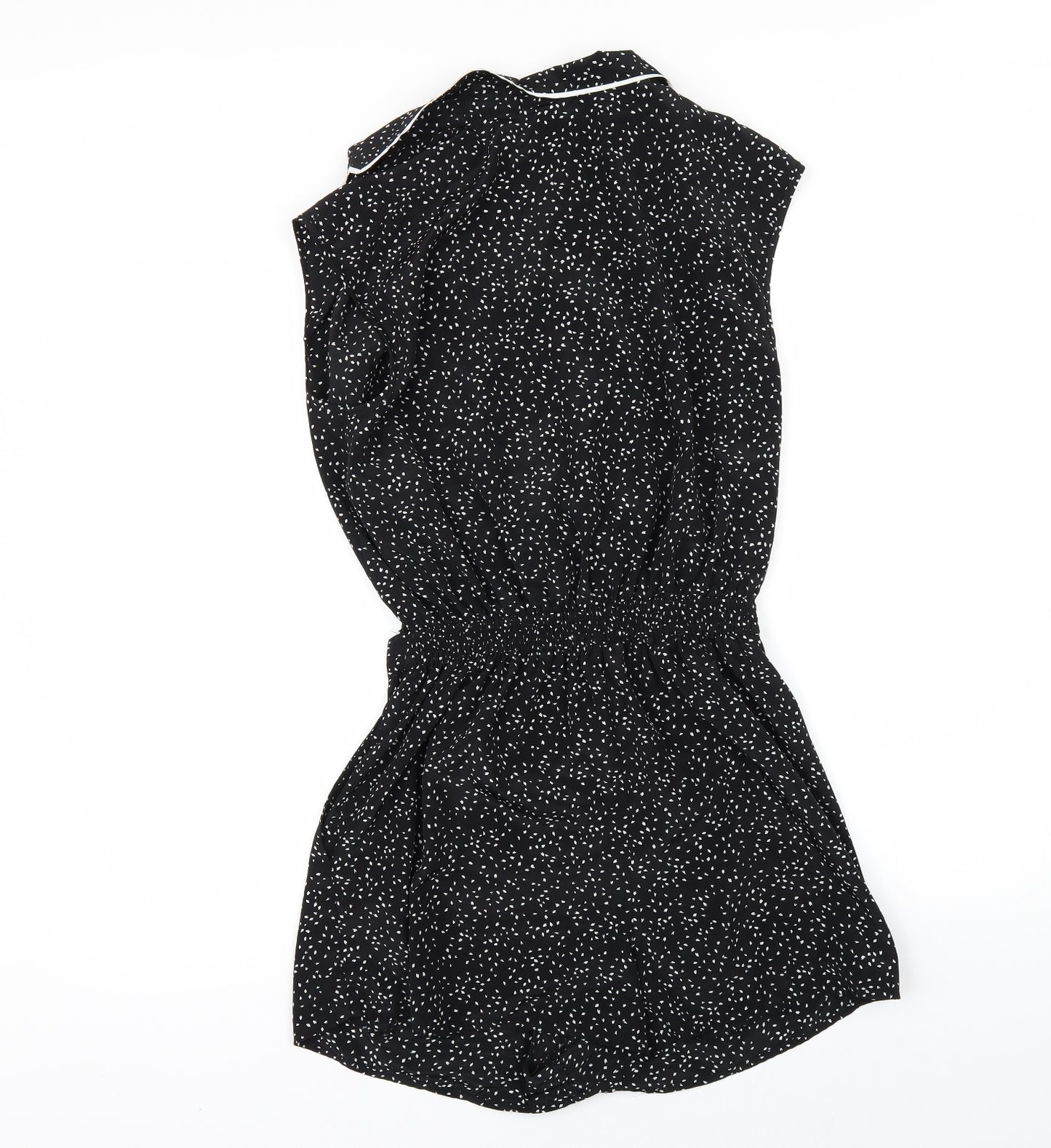 Topshop Womens Black Polka Dot  Playsuit One-Piece Size 10  - TIE FRONT