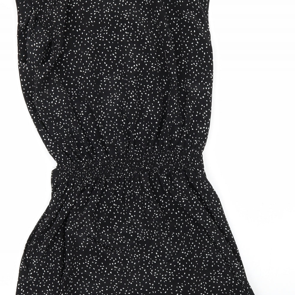 Topshop Womens Black Polka Dot  Playsuit One-Piece Size 10  - TIE FRONT