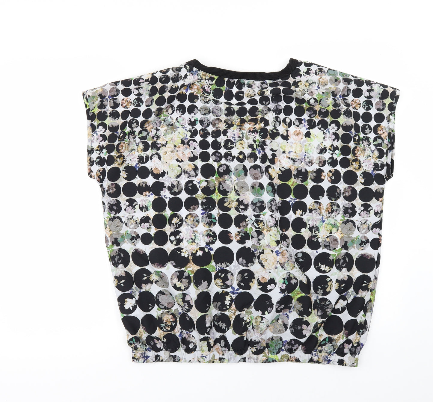 TU Womens White Geometric  Basic T-Shirt Size 14