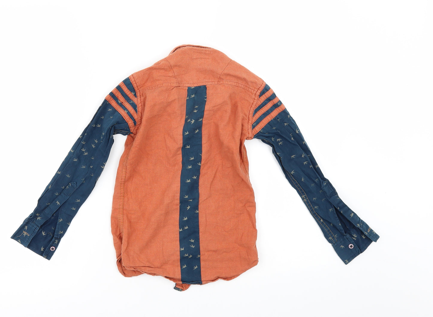 KIDRESS Boys Orange Geometric  Basic Button-Up Size 8 Years