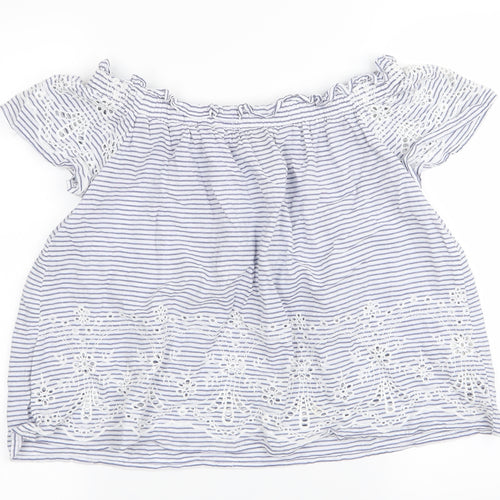 Primark Womens Blue Striped  Basic Blouse Size 4