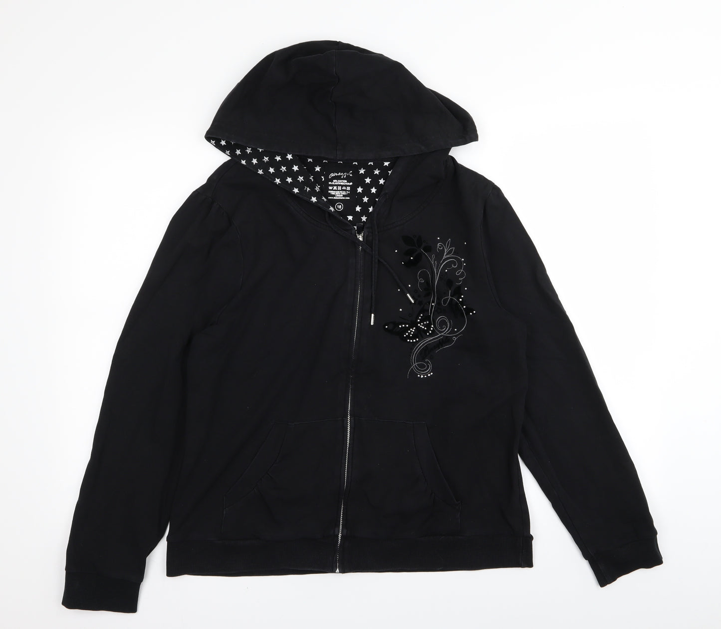 Debenhams Womens Black   Full Zip Jumper Size 18