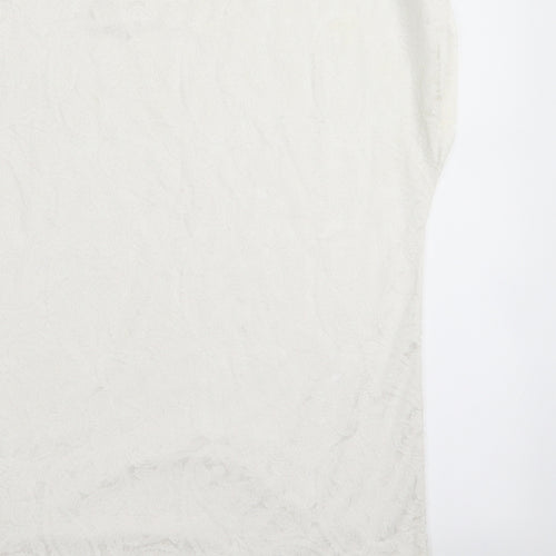 Warehouse Womens White Floral  Basic T-Shirt Size 10