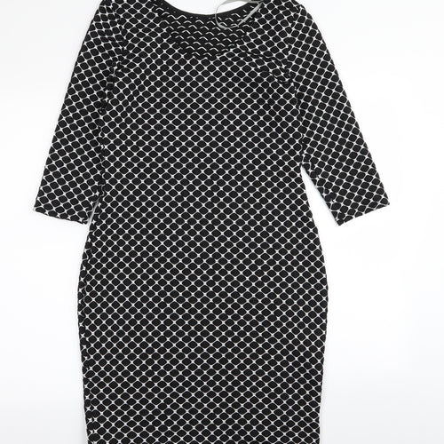 Dorothy Perkins Womens Black Argyle/Diamond  A-Line  Size 12