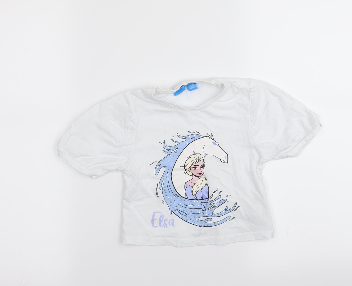 Frozen Girls White   Basic T-Shirt Size 4-5 Years