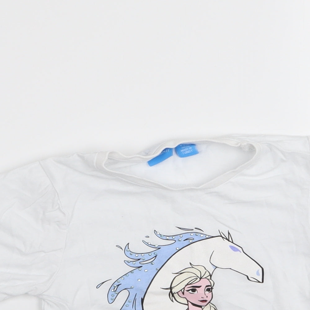 Frozen Girls White   Basic T-Shirt Size 4-5 Years