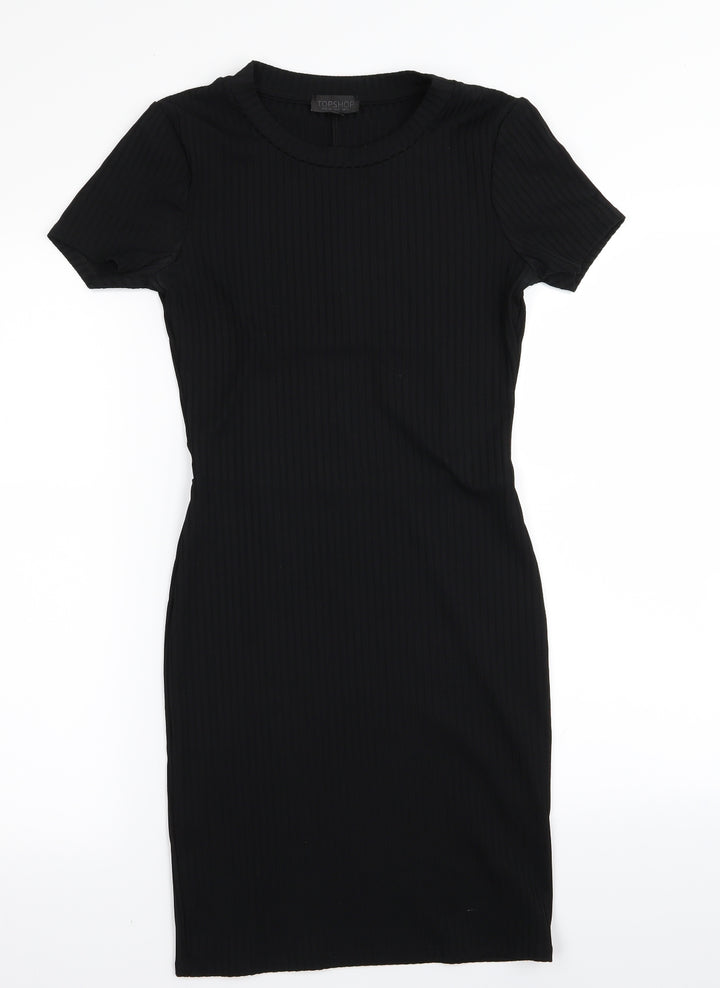 Topshop Womens Black A-Line Size 6