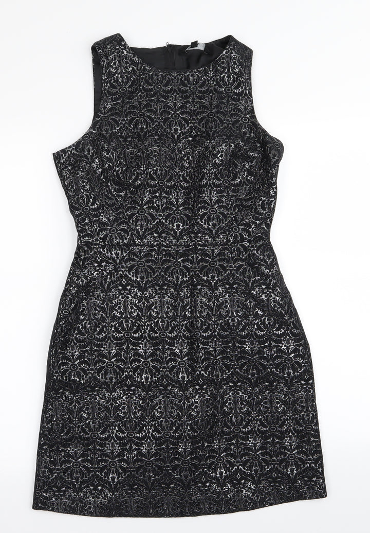 New Look Womens Black Geometric A-Line Size 8