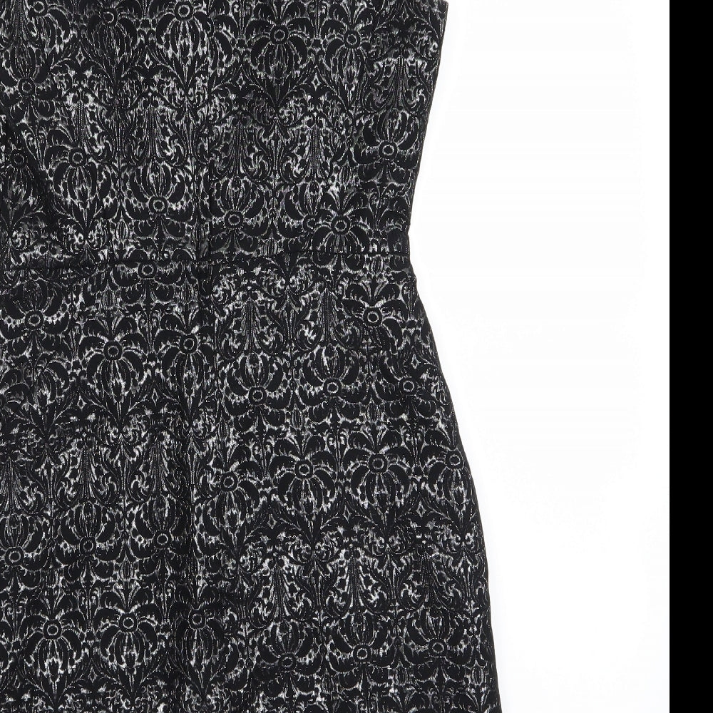 New Look Womens Black Geometric  A-Line  Size 8