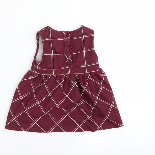 fred & flo Girls Red Check  Fit & Flare  Size 3-6 Months