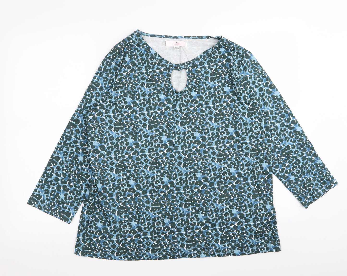 julipa Womens Blue Animal Print  Basic T-Shirt Size 16