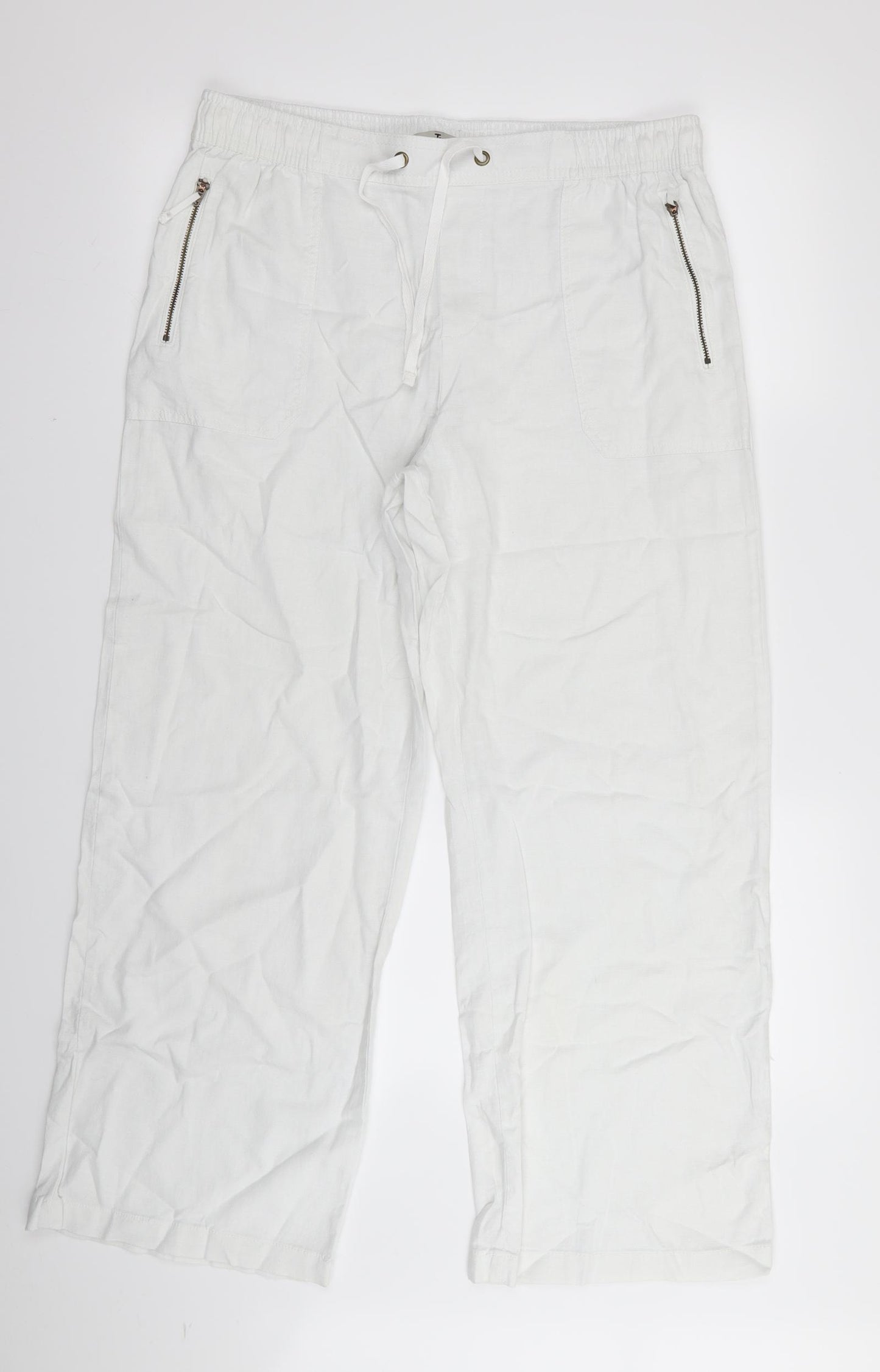 TU Womens White   Trousers  Size 14 L30 in - Stretch waistband