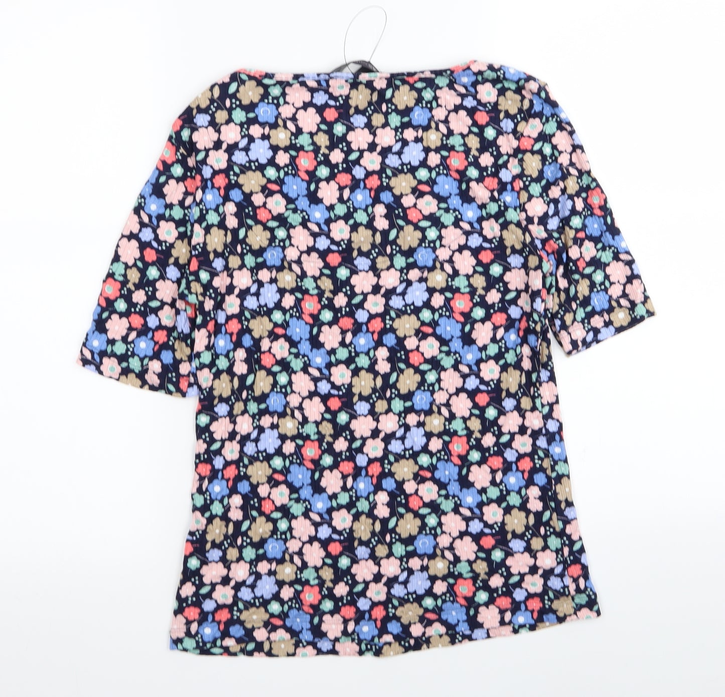 M&S Womens Blue Floral  Basic T-Shirt Size 12