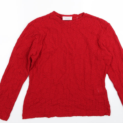 sinclair Womens Red Floral  Basic T-Shirt Size 18