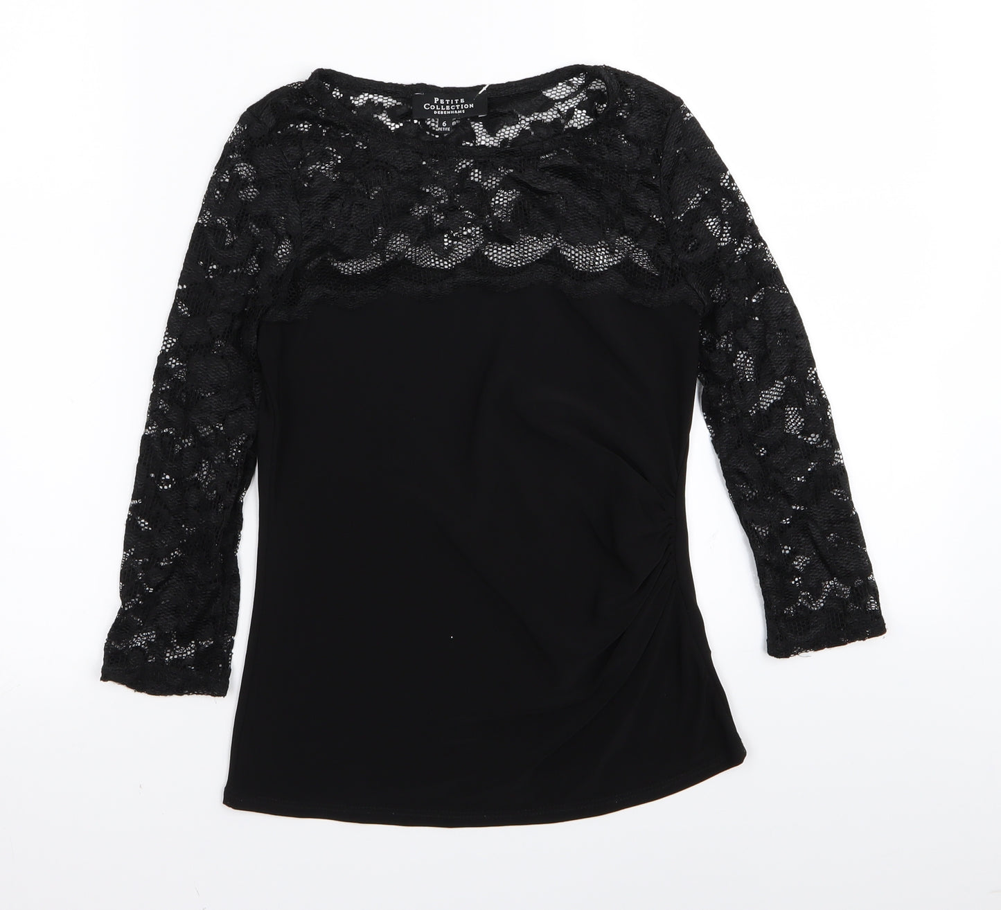 Debenhams Womens Black Floral  Basic T-Shirt Size 6