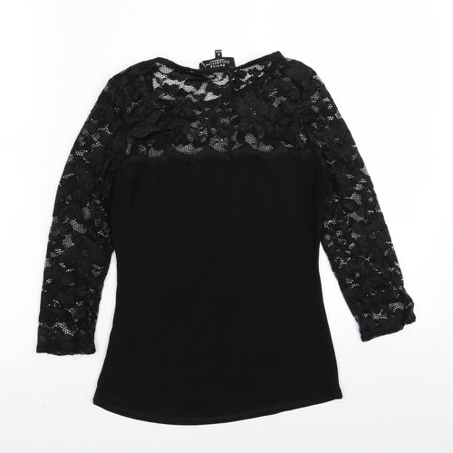 Debenhams Womens Black Floral  Basic T-Shirt Size 6