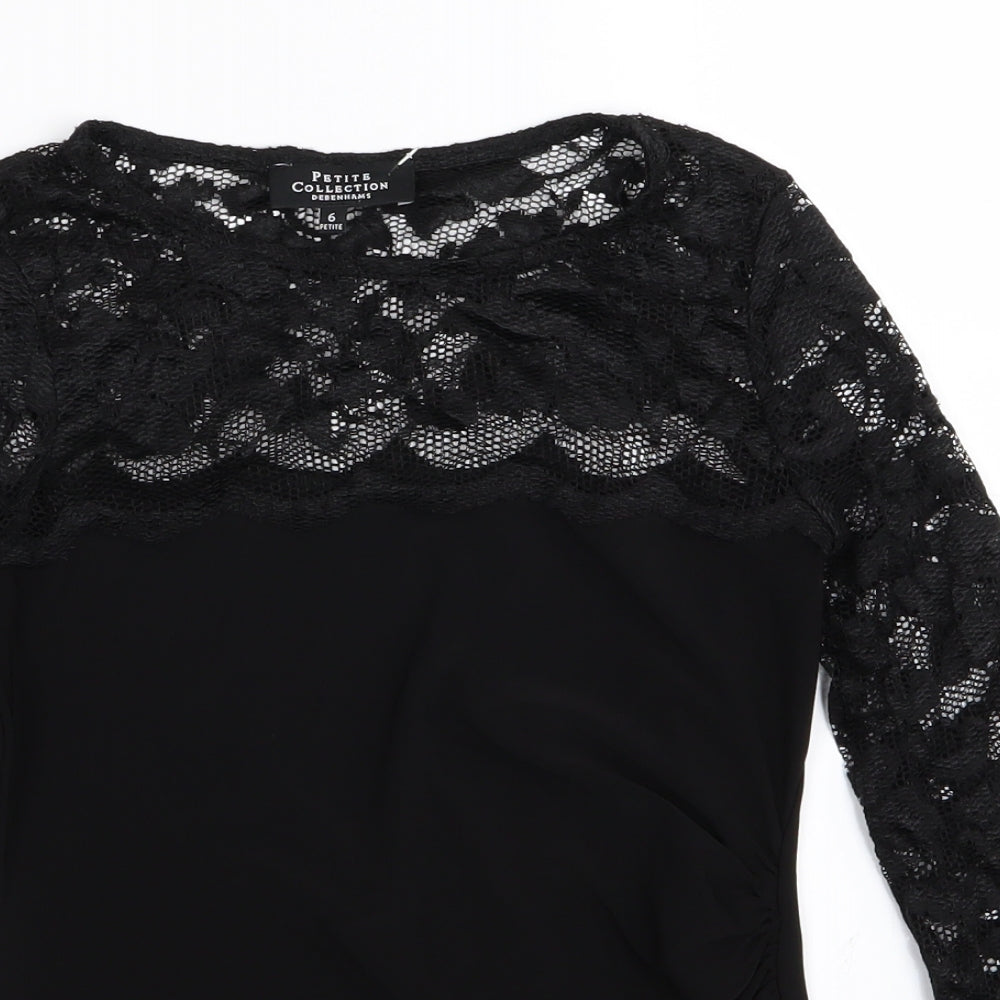 Debenhams Womens Black Floral  Basic T-Shirt Size 6