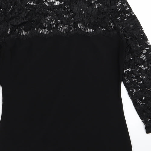 Debenhams Womens Black Floral  Basic T-Shirt Size 6