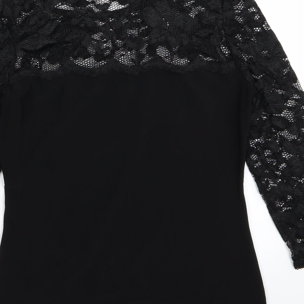 Debenhams Womens Black Floral  Basic T-Shirt Size 6